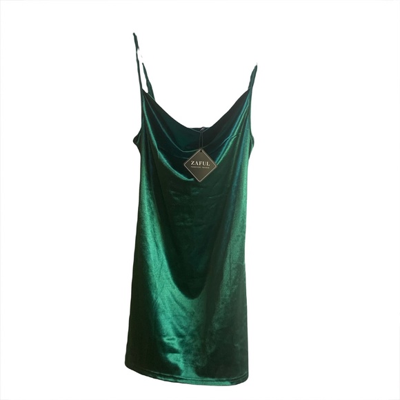 NWT Zaful Emerald Green Body Con Spaghetti strap Tie Back Dress Size 6 - Picture 6 of 7
